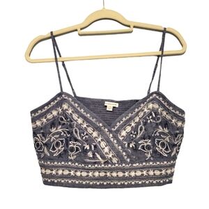 American Eagle‎ Blue Chambray Smocked Halter Top Large